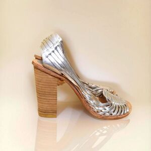 Steve Madden Silver and Tan Heels